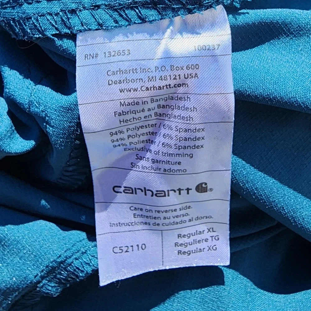 Carhartt Scrub Set Teal Blue V-Neck Top Cargo Pants C52110 Plus Size 2X XL - Picture 4 of 5